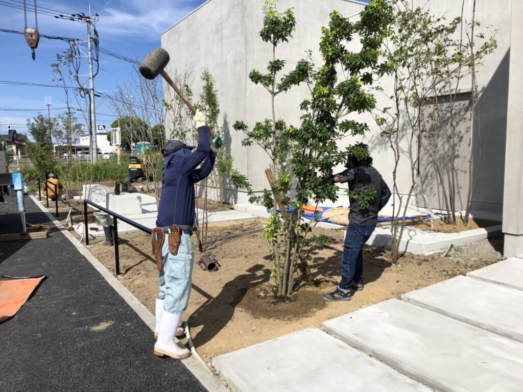 果乃璃の１０月５日新規オープンにあたっての植栽工を行いました
