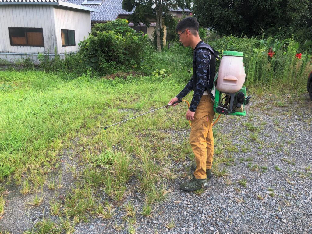 除草剤を撒きました。