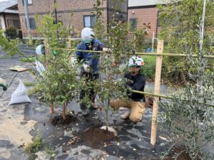 【熊本市南区】緑と彩りを添えるお庭づくり｜企業様敷地内の植栽工事