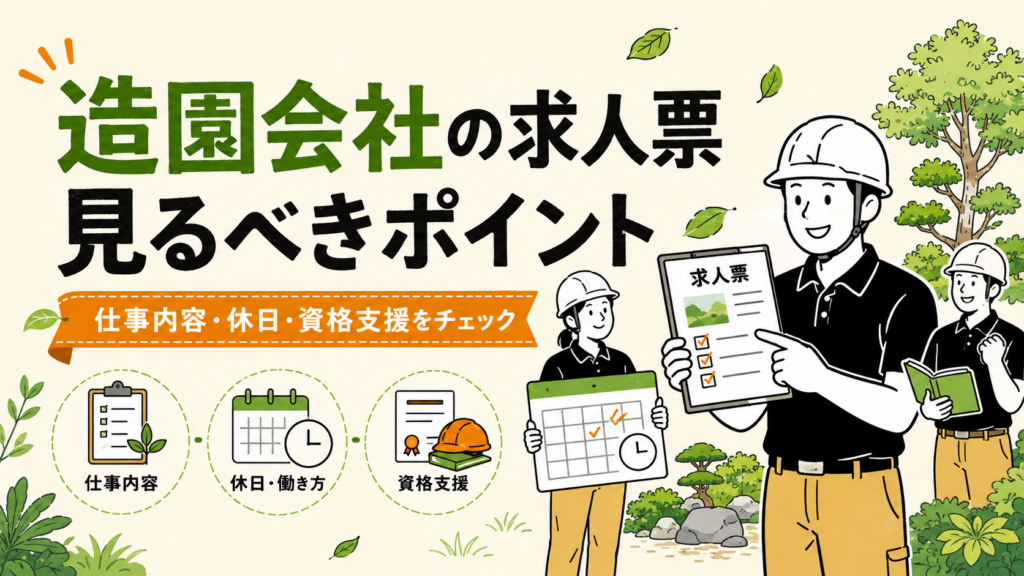 造園会社の求人票で見るべきポイント｜仕事内容・休日・資格支援の確認方法